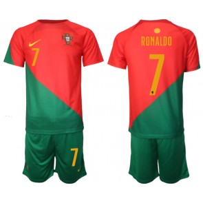 Portugalsko Cristiano Ronaldo #7 Dětské Domácí dres komplet MS 2022 Krátký Rukáv (+ trenýrky)